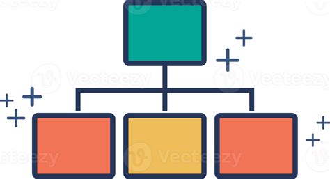 Organization chart icon illustration glyph style design with color and plus sign. 14441015 PNG