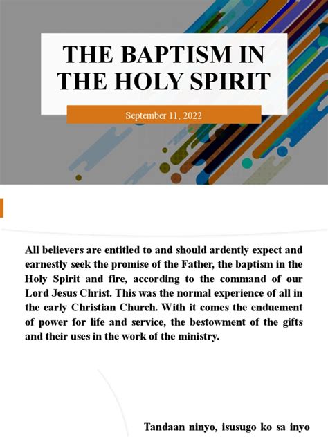 The Baptism in The Holy Spirit | PDF