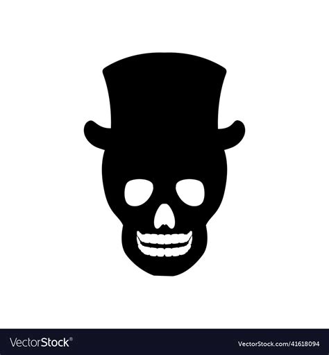 Silhouette skull in hat day of the dead Royalty Free Vector