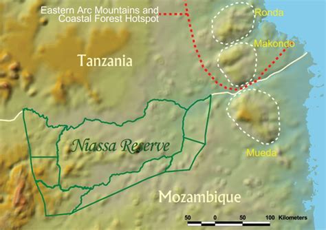 The location of the Niassa Reserve relative to the Eastern Arc and ...