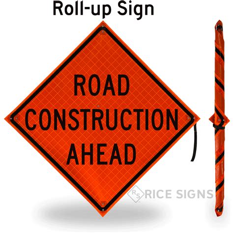 Road Construction Ahead Roll-Up Signs | RU18 | Rice Signs