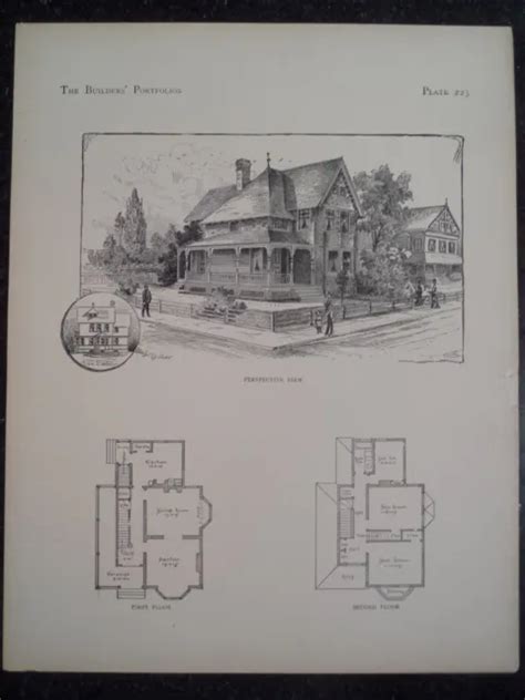 VICTORIAN DESIGN ARCHITECTURE Shingled House Mansion Plan Historic 1885 #223 £17.28 - PicClick UK