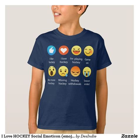 I Love HOCKEY Social Emoticon (emoji) - White Font T-Shirt | Zazzle ...