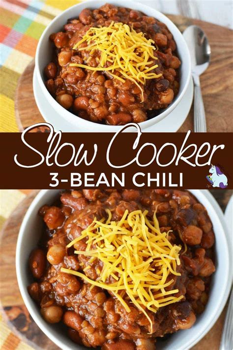 Easy Three Bean Slow Cooker Chili Recipe | A Magical Mess