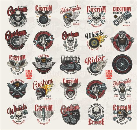 37 Vintage Custom Motorcycle Emblems - Vector design - DgimStudio.com