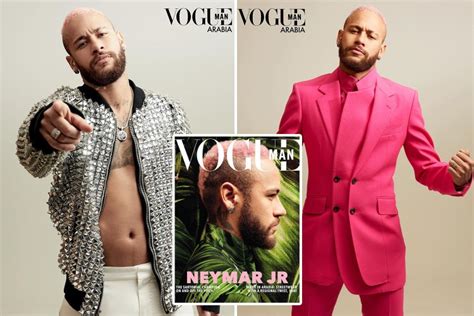 Neymar shows off pink hair and matching suit in Vogue fashion shoot as ...