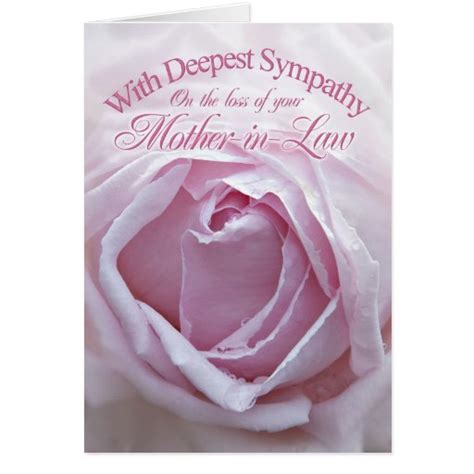 Sympathy for loss of Mother-in-Law, a pink rose Card | Zazzle