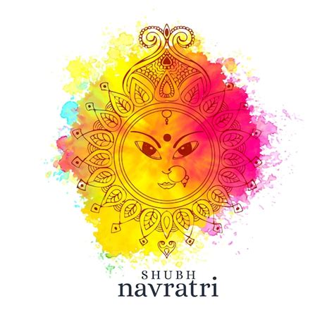 Premium Vector | Happy navratri illustration with maa durga face on watercolor background