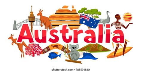 Australia Banner Design Australian Traditional Symbols: Vector có sẵn ...