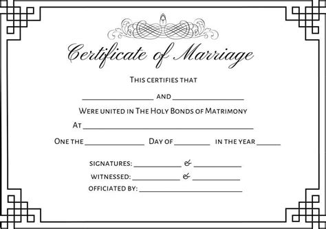 Blank Marriage Certificate Template