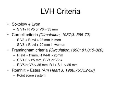 Left Ventricular Hypertrophy (LVH) Criteria • Sokolow ... | Framingham criteria, Medical ...