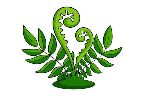 Fern icon. Prehistoric plant in cartoon style