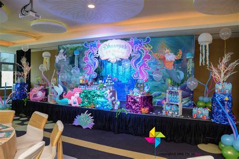 An Ariel / Little Mermaid themed 3D stage decor, backdrop and candy ...