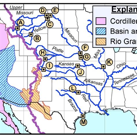 Simplified map showing Basin and Range, Rio Grande rift, and ...