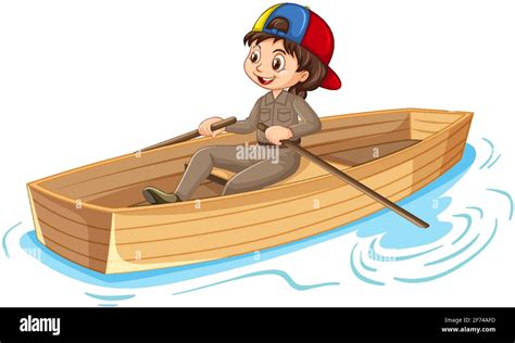 Girl cartoon character rowing the boat isolated illustration Stock Vector Image & Art - Alamy