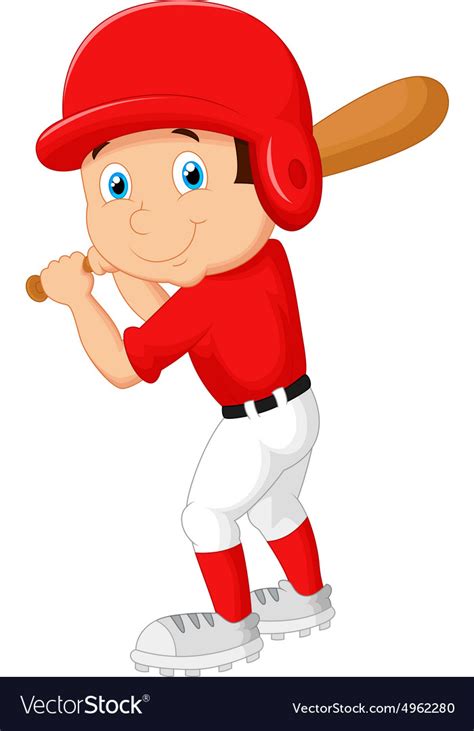 Cartoon boy playing baseball Royalty Free Vector Image