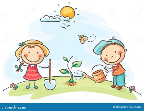 Kids spring activities stock vector. Illustration of environment - 44759982