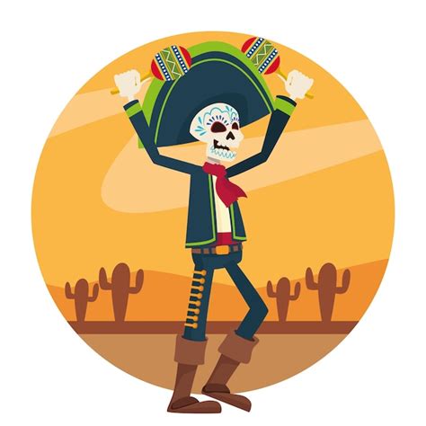 Premium Vector | Dia de los muertos celebration card with mariachi ...