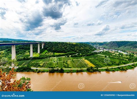 The Mosel Valley Bridge from Top of the View Point at the Mosel Stock Photo - Image of horizon ...