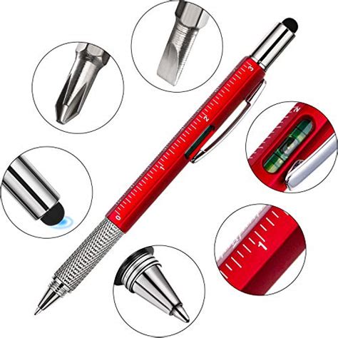 16 Pieces Gift Pen Tool Pen 6 in 1 Multitool Tech Tool Pen with Ruler ...