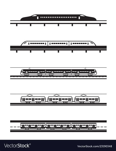 Different types of passenger trains Royalty Free Vector