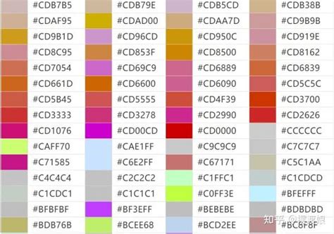 颜色代码对应表 - 知乎