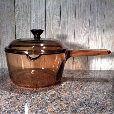 Corning Ware VISIONS AMBER Saucepan, Vintage Original Visions Cookware ...