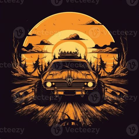 mad max car mosnter truck tshirt design mockup printable cover tattoo ...