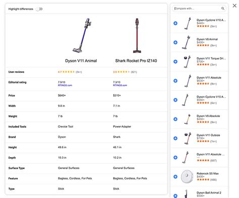 Google Search Product Comparison Now Let's You Compare With More Products