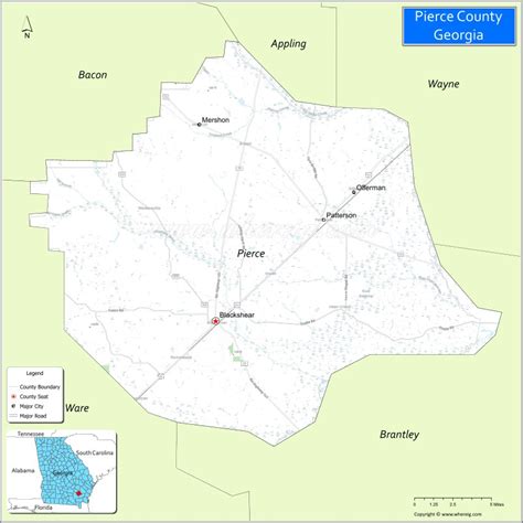 Map of Pierce County, Georgia