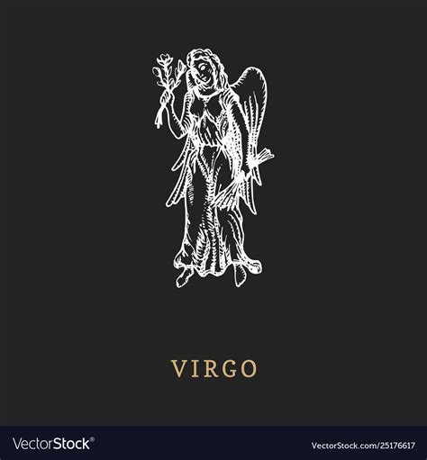 Virgo zodiac symbol hand drawn in engraving style Vector Image