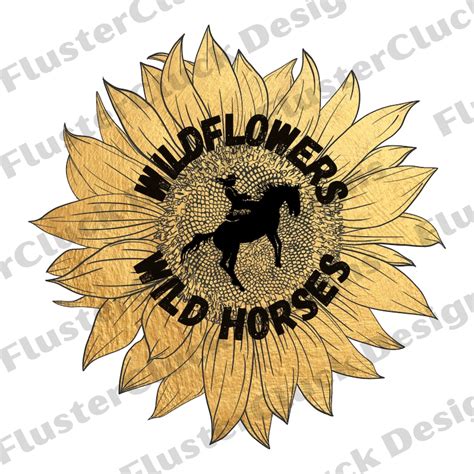 Wildflowers and Wild Horses PNG Sunflower Western - Etsy