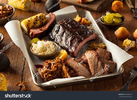 Barbecue Smoked Brisket Ribs Platter Pulled Stock Photo (Edit Now) 286882457