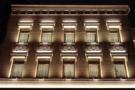 Architectural lighting of the office building facade