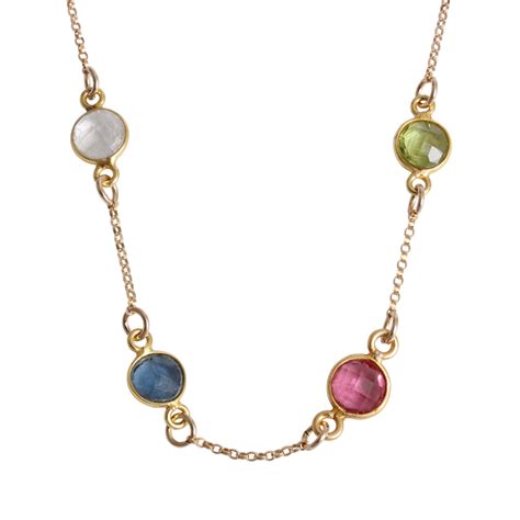 Mothers Birthstone Necklace Gold, Pride and Joy for Four Children