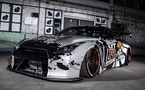 Modified white and black Nissan GT-R R35, Nissan, Datsun, car, vehicle ...