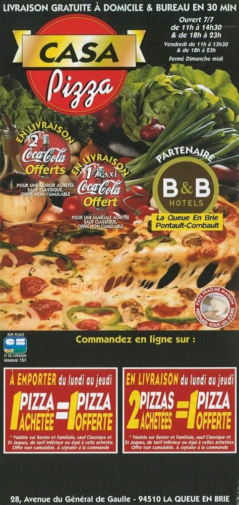 Casa Pizza à La Queue En Brie - menu en ligne