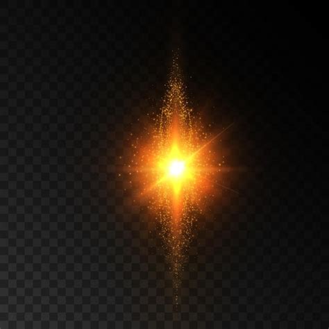 Premium Vector | Bright yellow light effect with rays and many small particles for vector ...