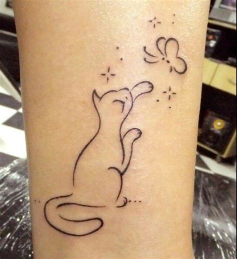 Cat & Butterfly Animal Lover Tattoo, Cat Lover Tattoo, Tattoos For Lovers, Animal Tattoos ...