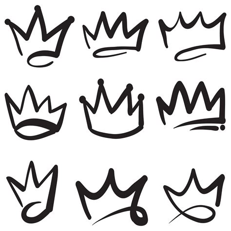 Crown logo grafiti ikon. Elemen hitam terisolasi pada latar belakang ...