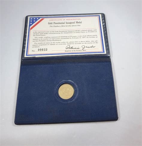 Danbury 14K Gold Jimmy Carter 1977 Presidential Inaugural Medal 50 ...