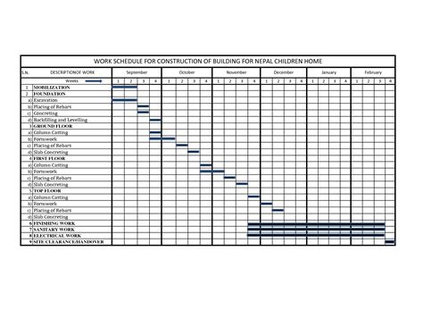 Work Schedule Template For Construction – printable schedule template