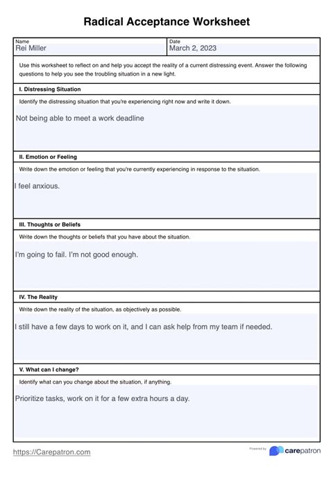 Radical Acceptance Worksheet & Example | Free PDF Download