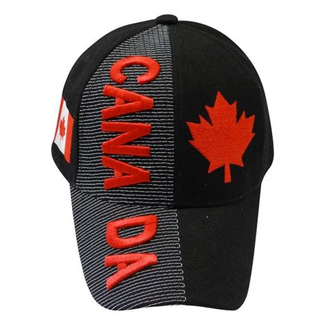 CANADA BLACK COUNTRY FLAG WITH MAPLE LEAF EMBOSSED HAT CAP | country ...