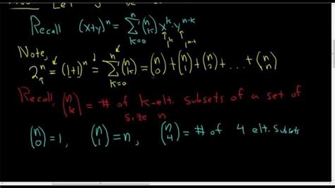 The Number of Subsets of a Finite Set Binomial Theorem Proof | Binomial ...