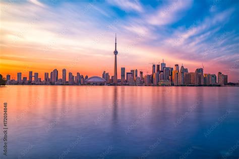 Toronto downtown skyline with sunset Stock Photo | Adobe Stock