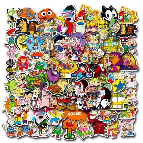 Buy 90s Cartoon Stickers 100PCS Vinyl Waterproof Stickers for Laptop,Bumper,Skateboard,Water ...