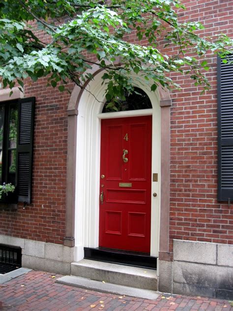 Brick exterior house, Red brick house, Red door house