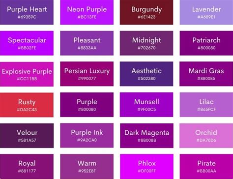 90+ Shades of Purple with Names, Hex, RGB, & CMYK