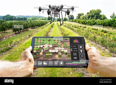 Modern Smart Farming Agriculture Technology At Farm Or Field Stock Photo - Alamy